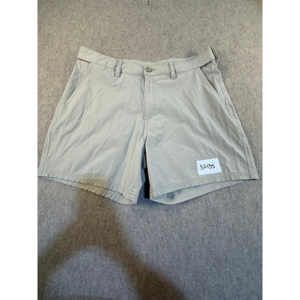 Huk Performance Fishing Shorts Mens Large Tan Khaki Stretch Cargo Pockets Hiking